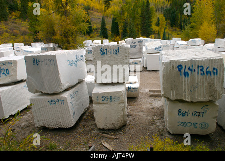 Marmorblöcke von Yule Marble Company in Marmor, Colorado, Vereinigte Staaten Stockfoto