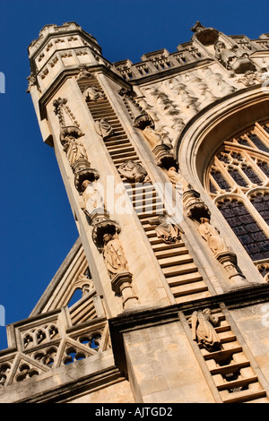 Engel Jacobs Aufstieg an der Westfront der Abtei in Bad Somerset UK Stockfoto