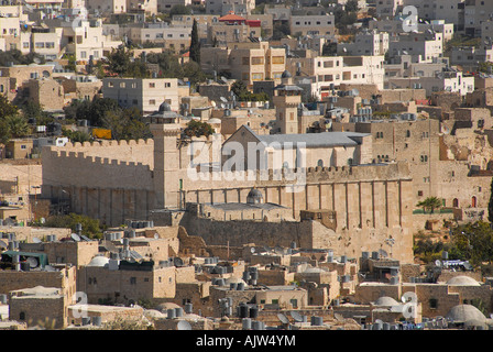 Blick auf die Höhle oder Grabmal der Patriarchen, die Juden in der Höhle von Machpela bekannt und zu Muslimen als Heiligtum des Abraham, in Hebron im Westjordanland Israel Stockfoto