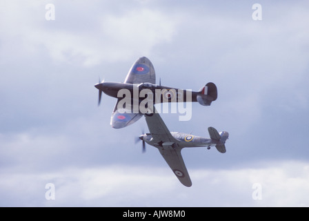 Supermarine Spitfire und Hawker Hurricane Royal Airforce erhalten. Stockfoto