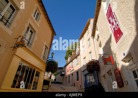 Straße der Buchhandlungen "Cité de l'Ecrit', Montmorillon, Vienne, Frankreich. Stockfoto