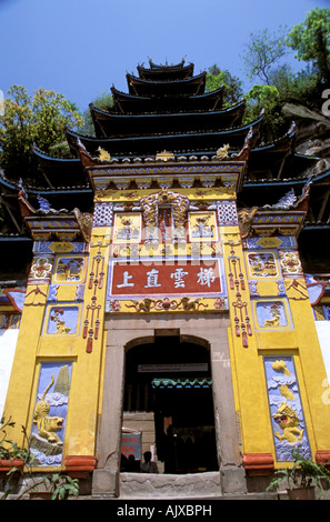 Asien, China, Shibaozhai (Rock Schatz Pagode). Felswand gehauen Stockfoto