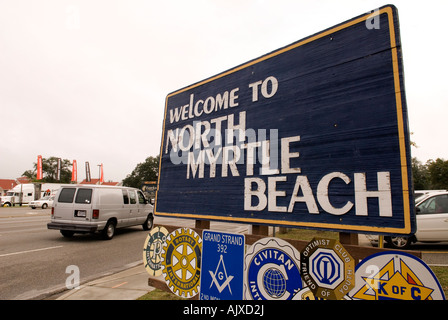 Willkommen in North Myrtle Beach Sign South Carolina USA Stockfoto