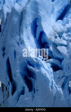 Nahaufnahme der Eisformationen im Perito Moreno Glacier, Los Glaciares National Park, Patagonien, Argentinien Stockfoto