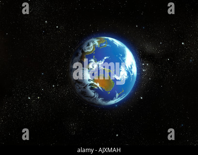 Planet Erde aus dem Weltraum mit Australien und Südostasien. Stockfoto