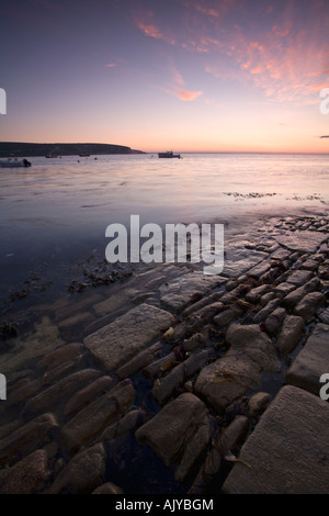 Dawn, Swanage Bay, Dorset, Großbritannien Stockfoto