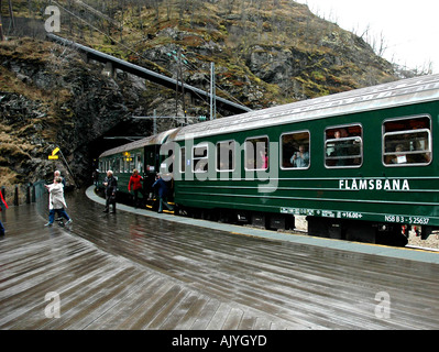 Flamsbana trainieren, Norwegen auf den Punkt gebracht Stockfoto