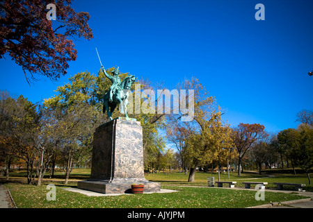 Reiterstandbild zu Ehren Tadeusz Kosciuszko im Park gegenüber dem polnischen Basilika St. Josaphat in Milwaukee, Wisconsin Stockfoto