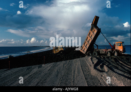 Deich Bau / Deichbau Stockfoto