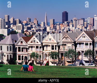 Vereinigte Staaten von Amerika, Kalifornien, San Francisco, alte Häuser. Stockfoto