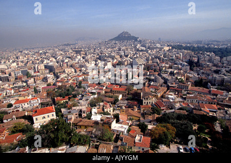 Europa-Griechenland-Athen eine versmogte Athen im Überblick Stockfoto