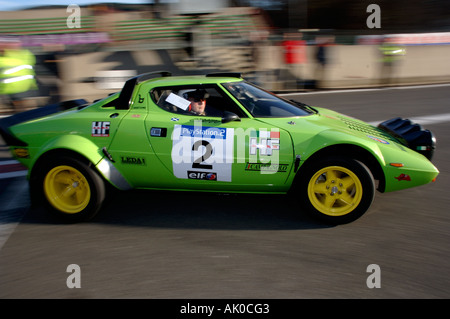 Grünen Lancia Stratos Rallye-Auto Stockfoto