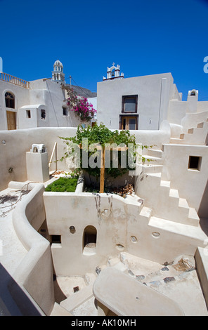 Markante Architektur Casteli Emporio Santorini Griechenland Stockfoto