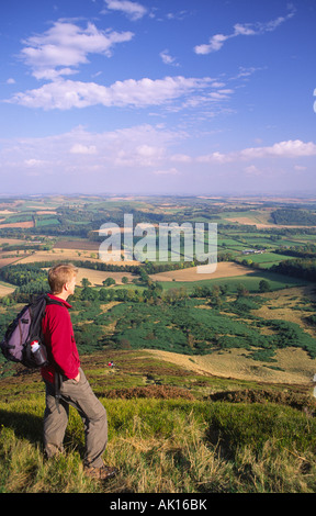 Landschaften Eildon Hills Blick vom Hügel Nord-Ost über ein Patch-Arbeit quilt Landschaft von Wiesen und Bäumen schottischen Grenzen UK Stockfoto