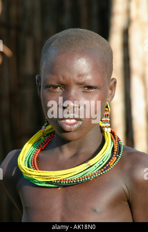 Toposa Mädchen / Nyanyagachor Stockfoto