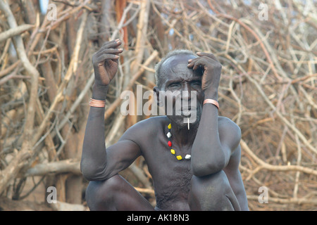 Toposa Mann / Nyanyagachor Stockfoto