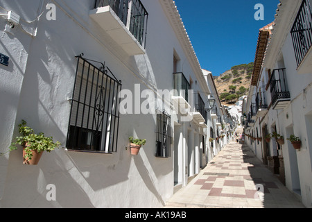 Seitenstraße in der alten Stadt, Mijas Costa Del Sol, Andalusien, Spanien Stockfoto