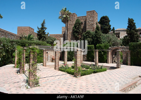 Terrasse im Obergeschoss der Alcazaba, Malaga, Costa Del Sol, Andalusien, Spanien Stockfoto