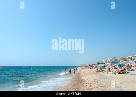 Strand von Pineda de Mar, Costa Brava, Katalonien, Spanien Stockfoto
