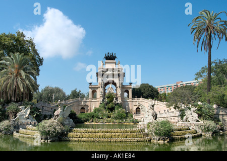 Cascada von Josep Fontsere und Antoni Gaudi im Parc De La Ciutadella, Barcelona, Katalonien, Spanien Stockfoto