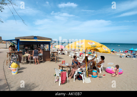 Strandbar, Sant Marti Empuries, Empuries in der Nähe von l ' Escala, Costa Brava, Katalonien, Spanien Stockfoto