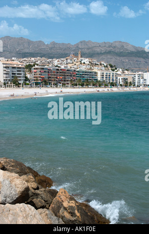 Stadt und Strand von Altea, Costa Blanca, Spanien Stockfoto