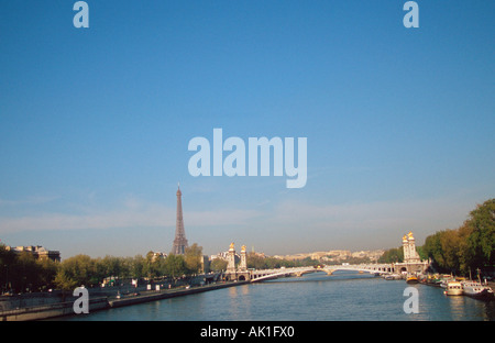 Seine / Paris / Eiffelturm / Eifelturm / Pont Alexandre III Stockfoto