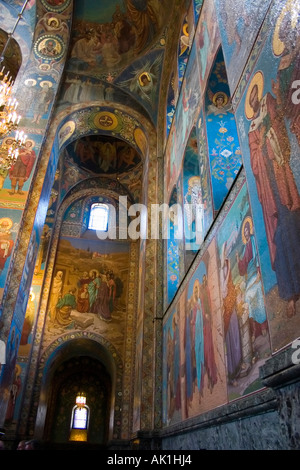 Innenraum der Kirche der Auferstehung auf verschüttetes Blut, St Petersburg, Russland Stockfoto