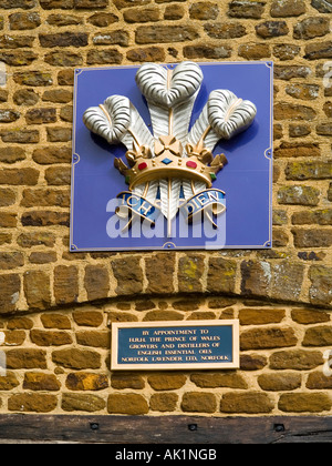 Königliche Wappen zeigt, dass Norfolk Lavender sind Zulieferer für den Prince Of Wales in Heacham Norfolk UK Stockfoto