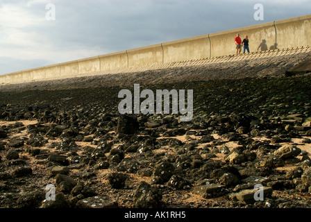 Canvey Island Sea-Wand, die den südlichen Teil der Insel schützt vor Verletzung durch Hochwasser oder Sturm Wasser. Stockfoto