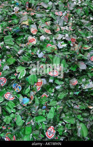 Grünes Glas Wertstoffe in recycling-Anlage Stockfoto