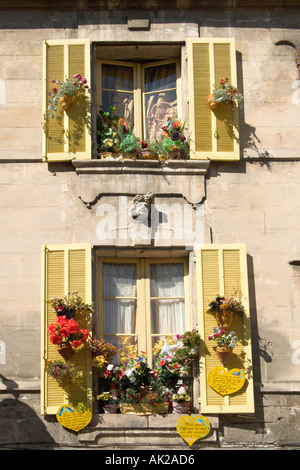 Fensterläden in einem typischen alten Haus in Arles, Provence, Frankreich Stockfoto