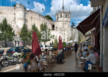 Restaurant außerhalb der Chateau d ' Amboise, das Loire-Tal, Frankreich Stockfoto