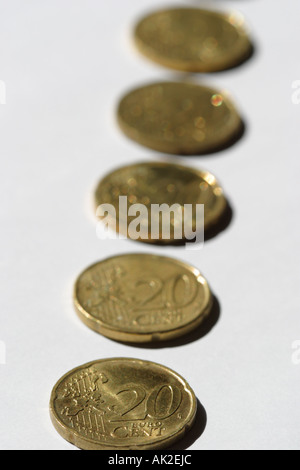 Eine Reihe von Euro-Münzen-Geld Stockfoto