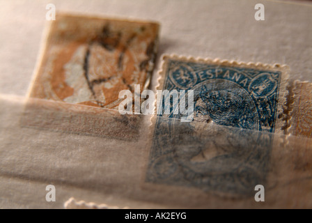 Sammlung von alten Briefmarken aus Spanien Stockfoto