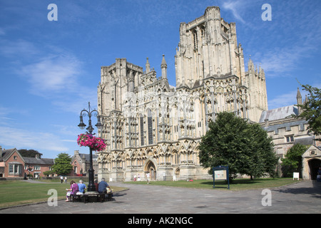 Wells Cathedral West Front, Wells, Somerset, England Stockfoto