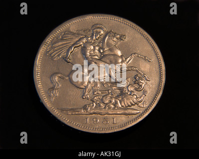 1951 George VI Crown Münze des Vereinigten Königreichs Stockfoto