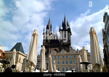 Blick auf den Wenzelsplatz der Tyn-Kathedrale Prag, Tschechien Stockfoto