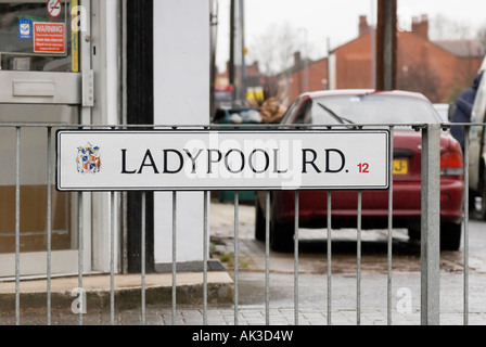 Ladypool Verkehrszeichen in Birmingham nach Hause der Curry Mile in den West midlands Stockfoto