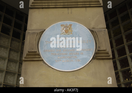 John Wesley Methodist blaue Plakette Geschichte Erbe Stockfoto