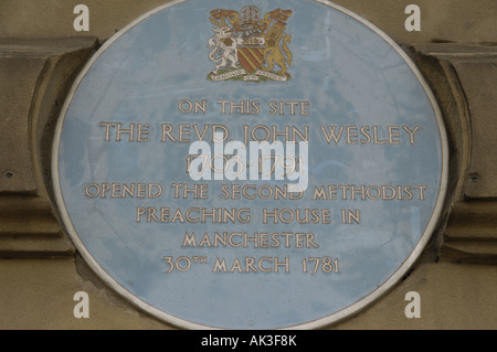 blaue Geschichte Erbe Plaque John Wesley Methodist Stockfoto