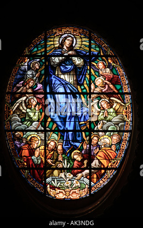 Glasmalerei in Sankt Marien Basilika, Valencia, Spanien Stockfoto