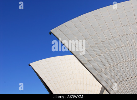 Eine Nahaufnahme von Dach und Fliesen des Sydney Opera House Stockfoto