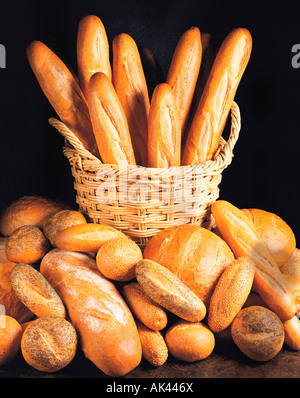 Stillleben mit Studio Auswahl an Brot Brote. Stockfoto