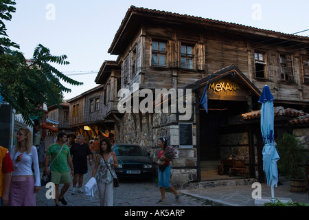 Sozopol, berühmten Badeort am Schwarzen Meer, eine Altstadt mit traditionellen Holzarchitektur, Balkan, Bulgarien, Osteuropa Stockfoto
