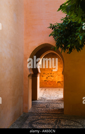 Islamischen Bogen im Patio de los Leones Alhambra Granada Spanien Stockfoto