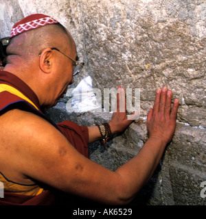 Israel, Jerusalem, Dalai-Lama an Klagemauer Stockfoto