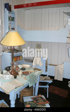 Replik von einem Walfänger s Etagenbetten im Museum in Grytviken Südgeorgien Sub antarktischen Insel Stockfoto