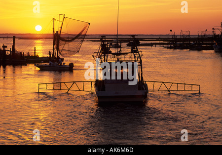 Angelboote/Fischerboote in den Hafen von Cocodrie im Delta Mississippi Flusses Stockfoto