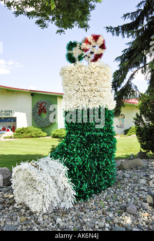 Riesen Weihnachts-Strumpf Riesen Schneemann bei Bronner s Christmas Wonderland Frankenmuth Michigan MI Stockfoto